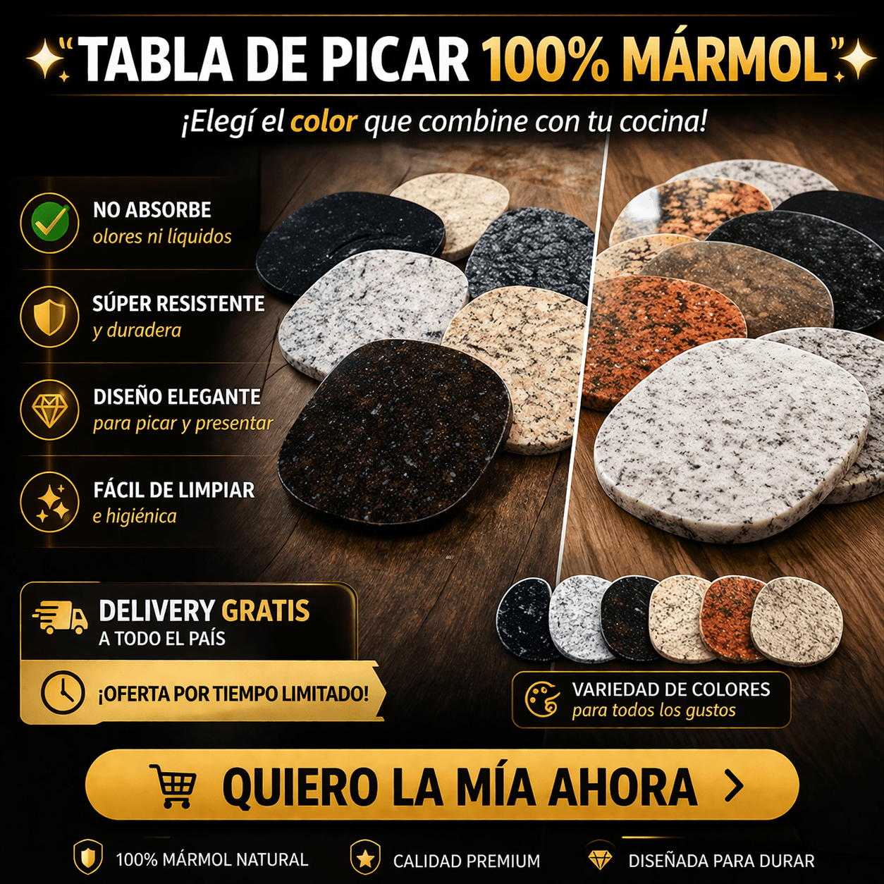 TABLA DE PICAR DE MARMOL NATURAL - Origen Natural