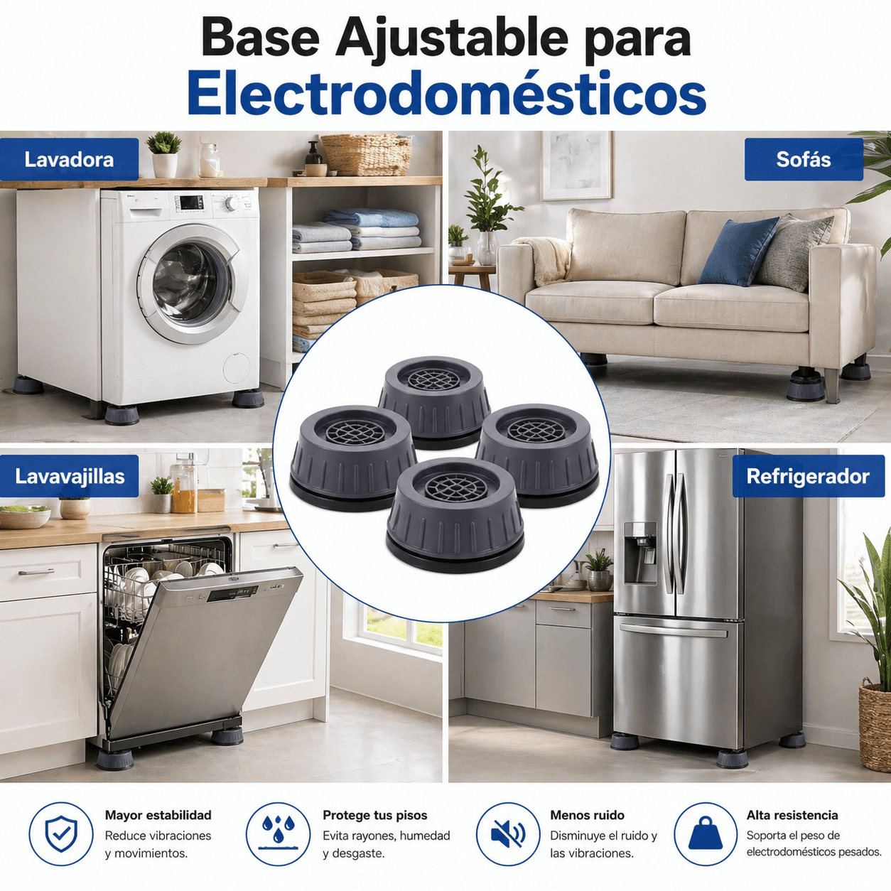 Kit de 4 Patitas Antideslizantes Para Lavarropa