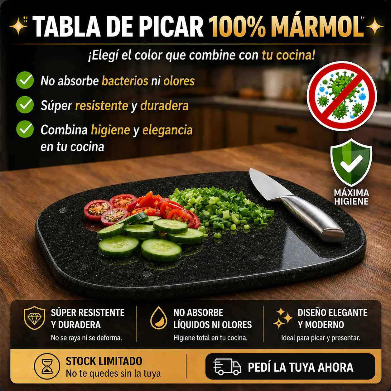 TABLA DE PICAR DE MARMOL NATURAL - Origen Natural